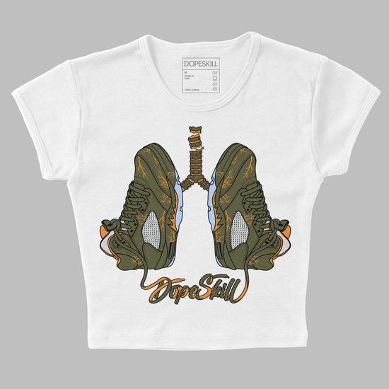 Jordan 5 "Olive" DopeSkill Women's Crop Top Breathe Graphic Streetwear - White 