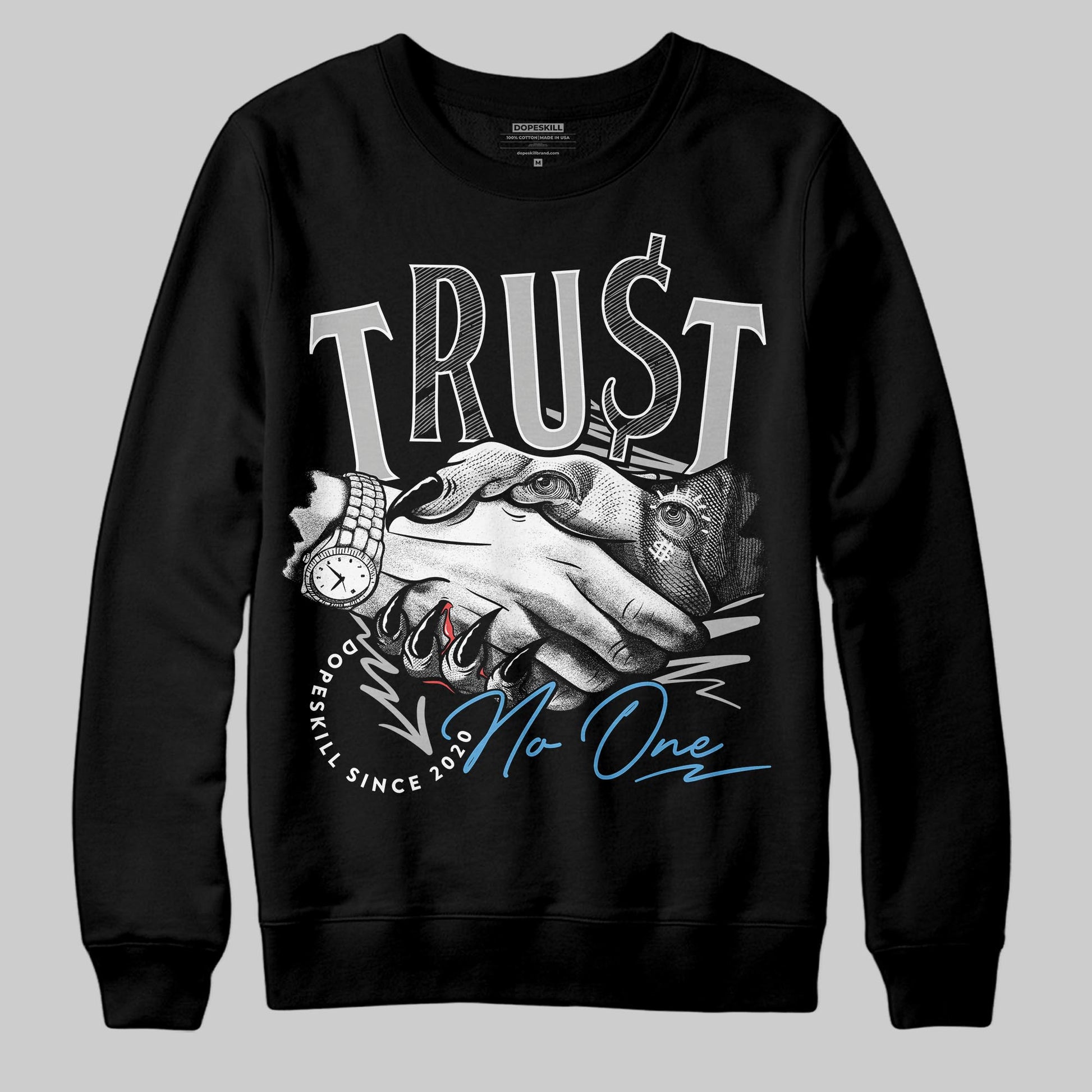 Jordan 10 OG “Steel” DopeSkill Sweatshirt Trust No One Graphic Streetwear - Black