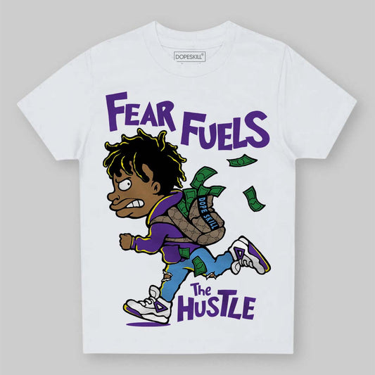 PURPLE Sneakers DopeSkill Toddler Kids T-shirt Fear Fuels The Hustle Graphic Streetwear - White