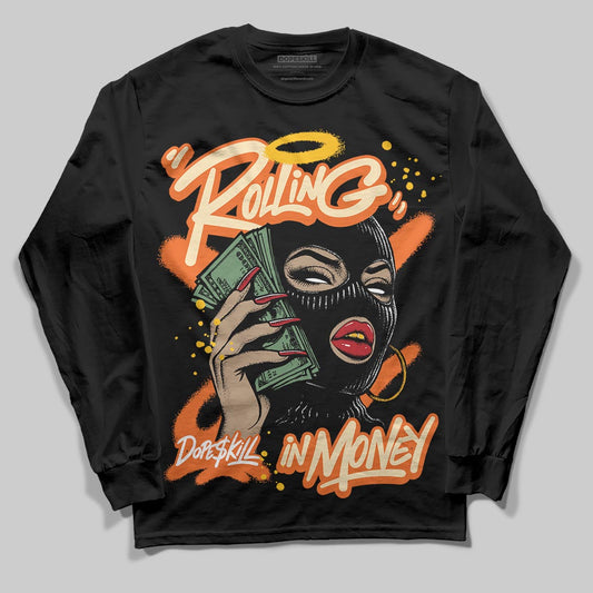 Orange, Black and White Sneakers DopeSkill Long Sleeve T-Shirt Rolling in Money Graphic Streetwear - Black
