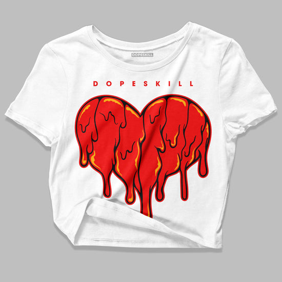 Red Sneakers DopeSkill Women's Crop Top Slime Drip Heart Graphic Streetwear - White 