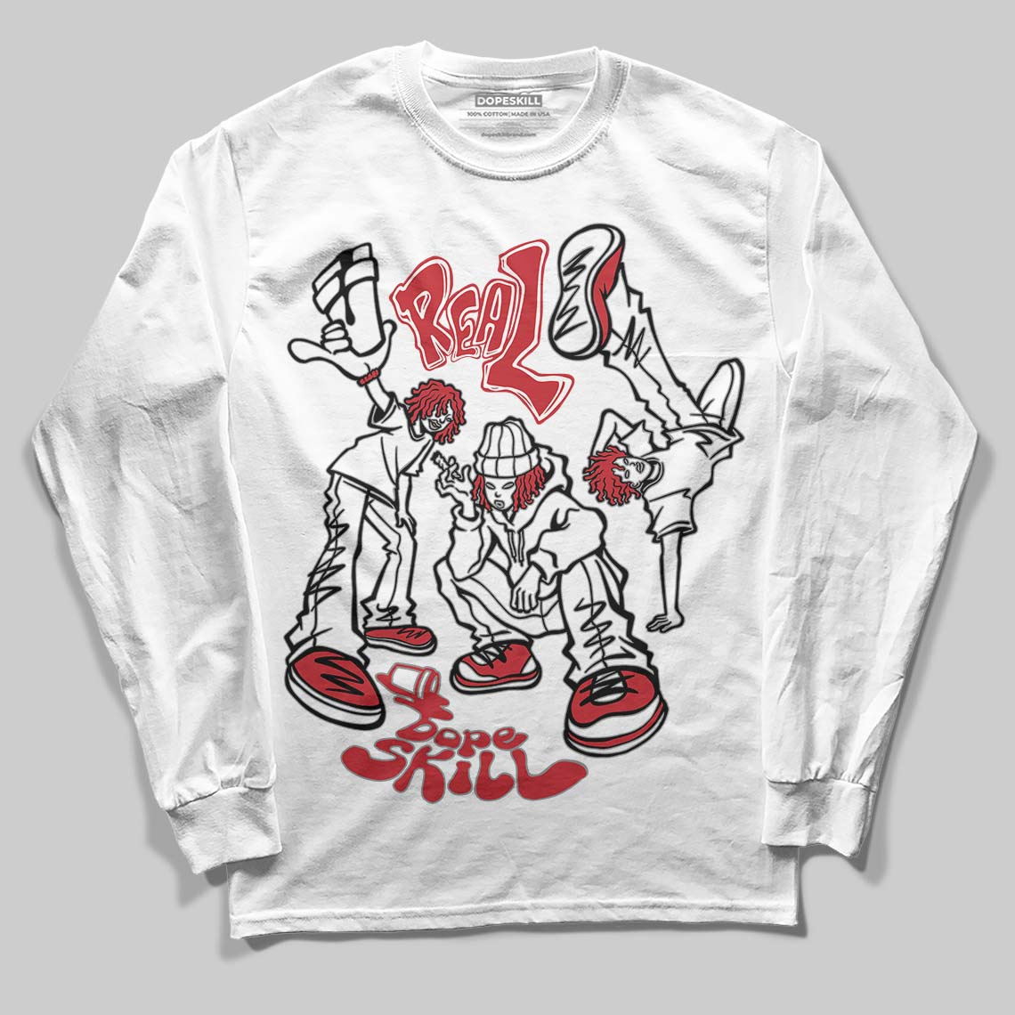 Jordan 1 Low OG "Chicago" DopeSkill Long Sleeve T-Shirt Real Y2K Players Graphic Streetwear - White