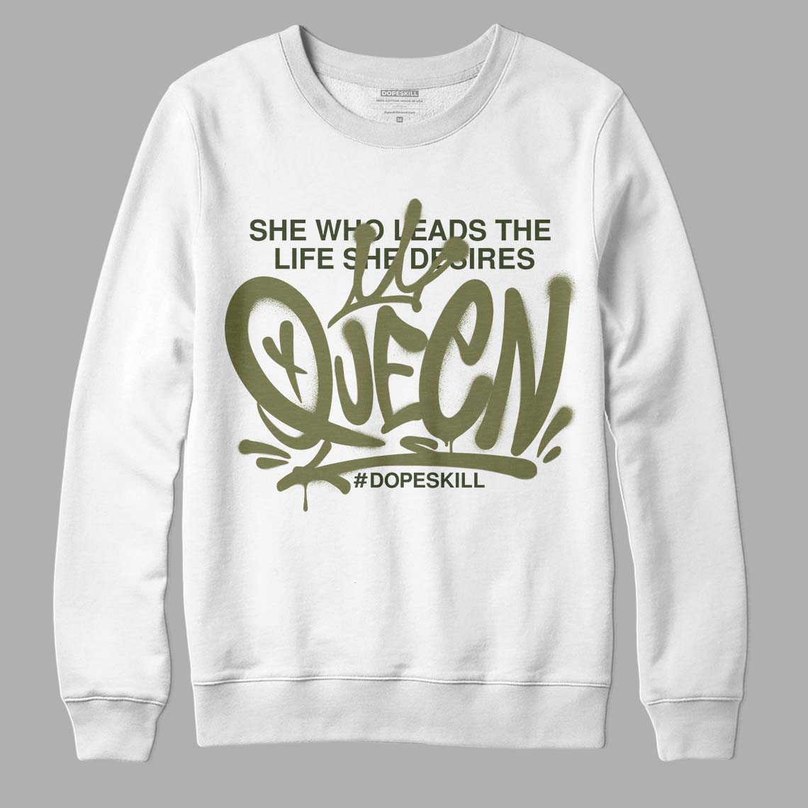 Jordan 4 Retro SE Craft Medium Olive DopeSkill Sweatshirt Queen Graphic Streetwear - White