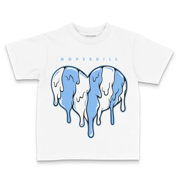 Jordan 9 Powder Blue DopeSkill Toddler Kids T-shirt Slime Drip Heart Graphic Streetwear - White