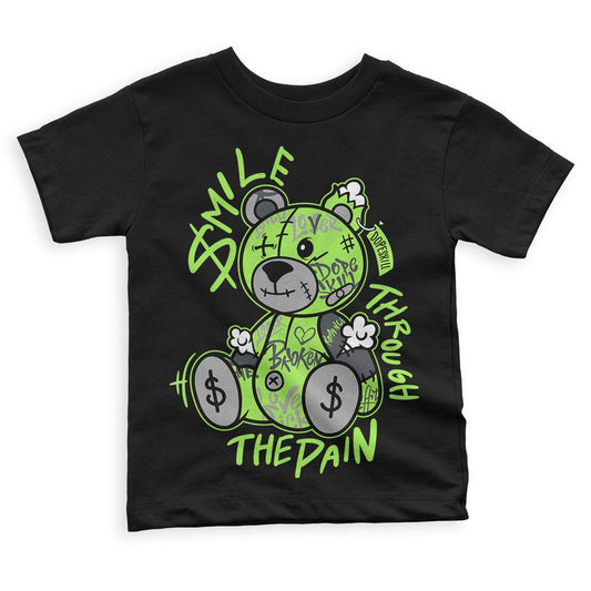 Jordan 5 Green Bean DopeSkill Toddler Kids T-shirt  Smile Through The Pain Graphic Streetwear - Black