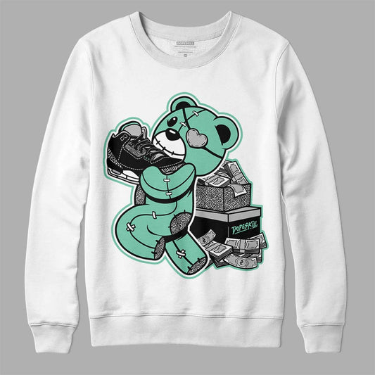 Jordan 3 "Green Glow" DopeSkill Sweatshirt Bear Steals Sneaker Graphic Streetwear - White 