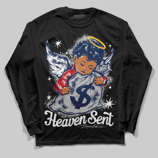 Jordan 4 SB “Summit White/Navy” DopeSkill Long Sleeve T-Shirt Heaven Sent Graphic Streetwear - Black