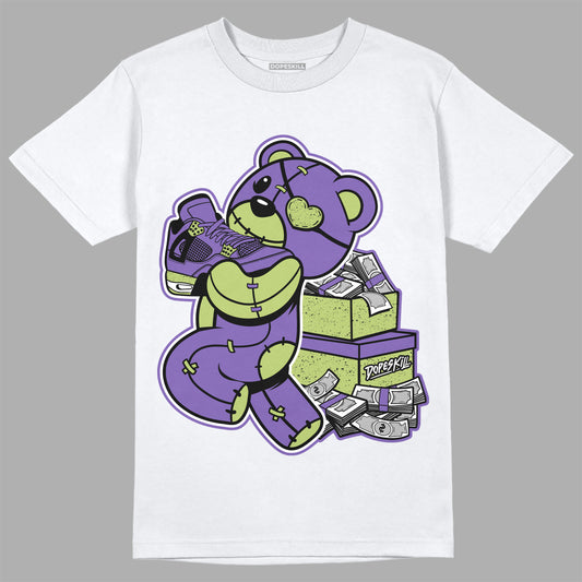 Jordan 4 Canyon Purple DopeSkill T-Shirt Bear Steals Sneaker Graphic Streetwear - White 