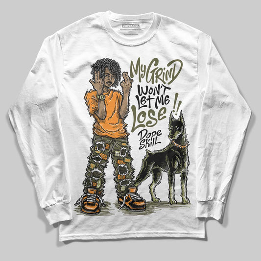 Olive Sneakers DopeSkill Long Sleeve T-Shirt My Grind Won't Let Me Lose Graphic Streetwear - White