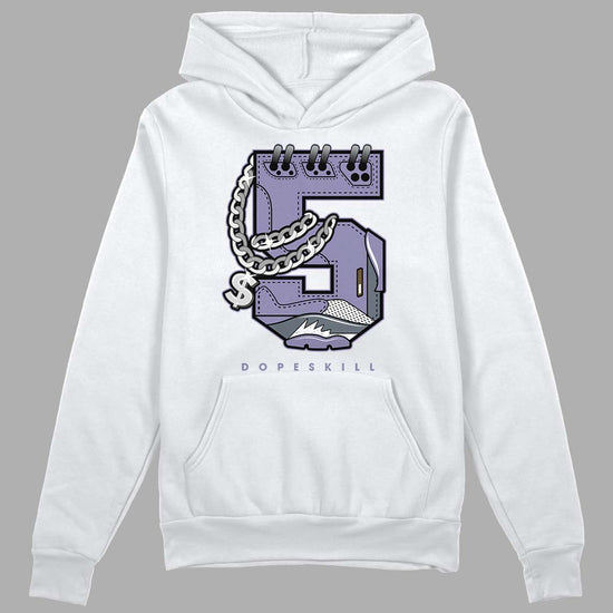 Jordan 5 Retro Low Indigo Haze DopeSkill Hoodie Sweatshirt No.5 Graphic Streetwear - White