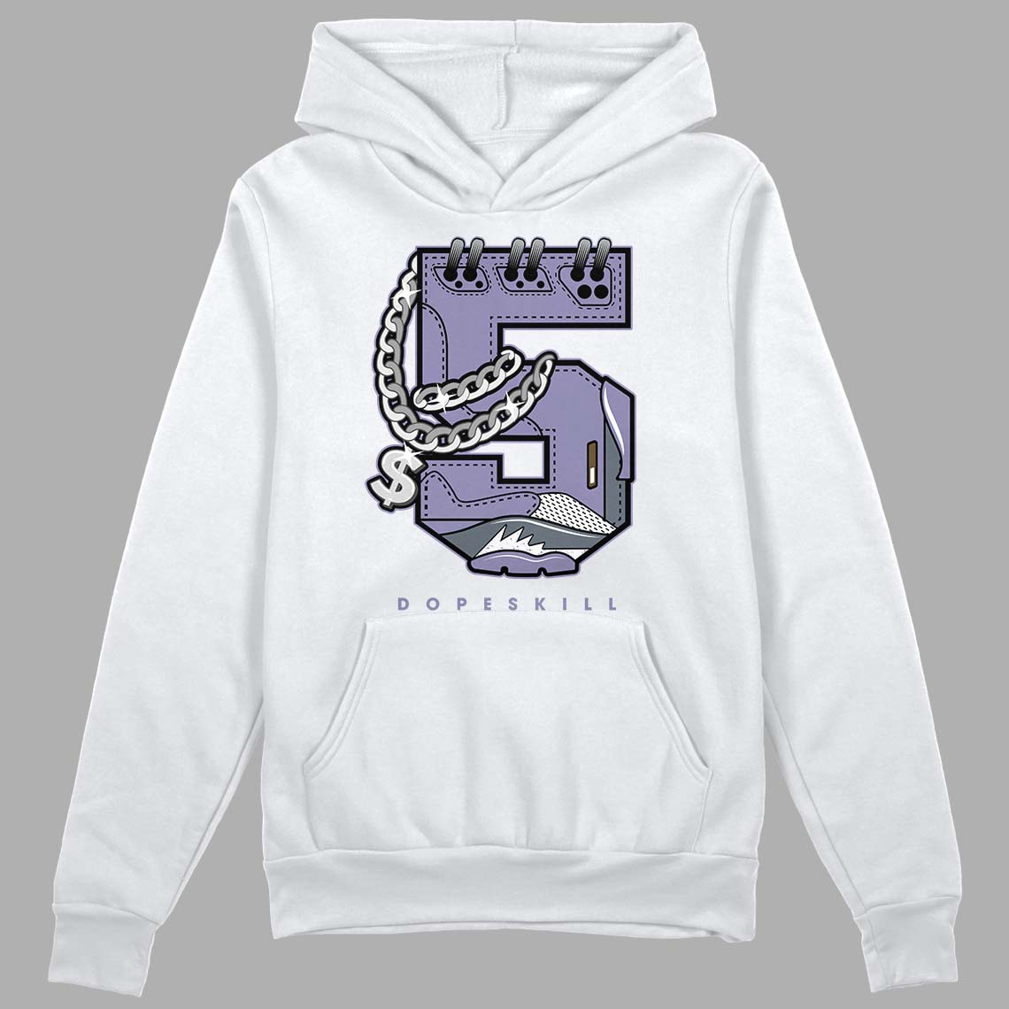 Jordan 5 Retro Low Indigo Haze DopeSkill Hoodie Sweatshirt No.5 Graphic Streetwear - White