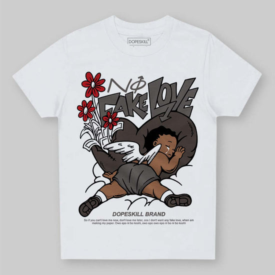 Jordan 4 Retro Cave Stone DopeSkill Toddler Kids T-shirt No Fake Love Graphic Streetwear - White