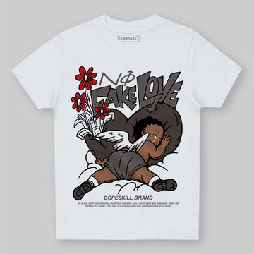 Jordan 4 Retro Cave Stone DopeSkill Toddler Kids T-shirt No Fake Love Graphic Streetwear - White