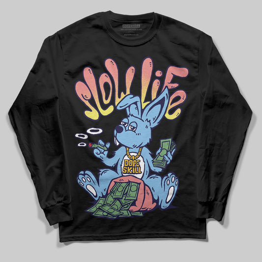 University Blue Sneakers DopeSkill Long Sleeve T-Shirt Slow Life Graphic Streetwear  - black