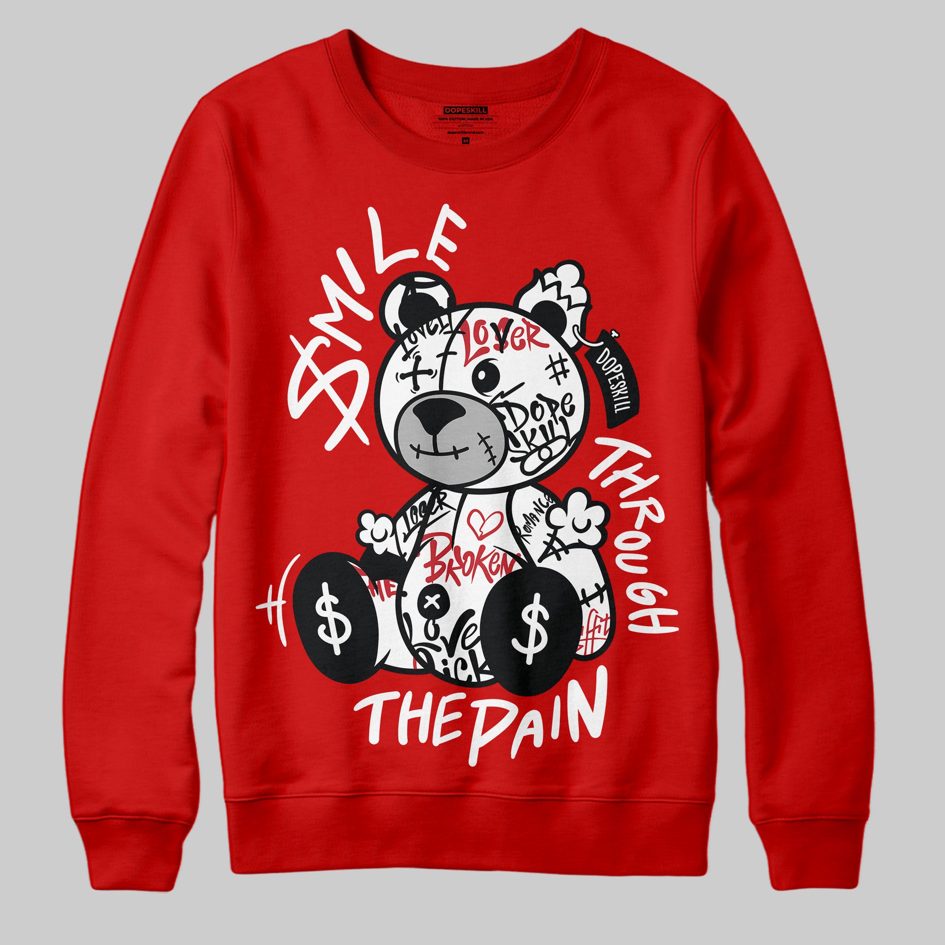 Jordan 11 “Bred Velvet” DopeSkill Red Sweatshirt Smile Through The Pain Graphic Streetwear