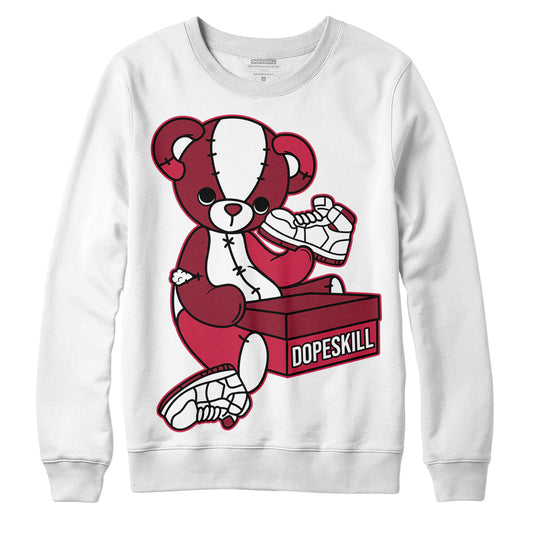 Jordan 1 Retro High '85 OG Metallic Burgundy DopeSkill Sweatshirt Sneakerhead BEAR Graphic Streetwear - WHite