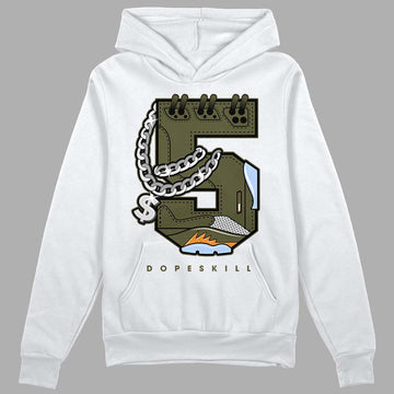 Jordan 5 "Olive" DopeSkill Hoodie Sweatshirt No.5 Graphic Streetwear - White 