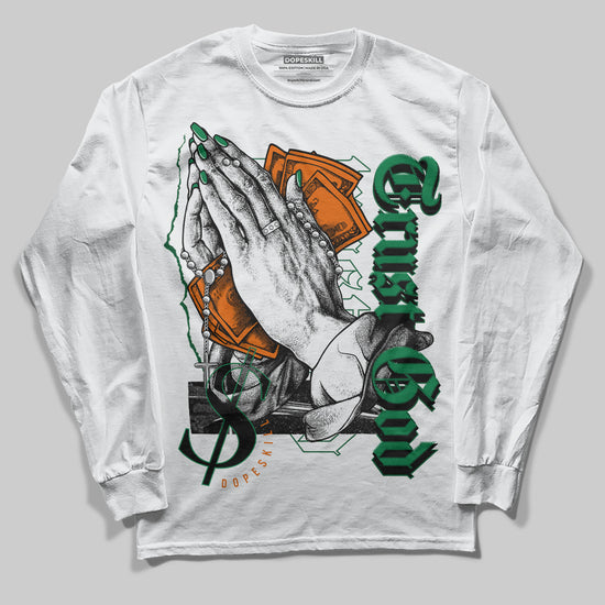 Green Sneakers DopeSkill Long Sleeve T-Shirt Trust God Graphic Streetwear - White