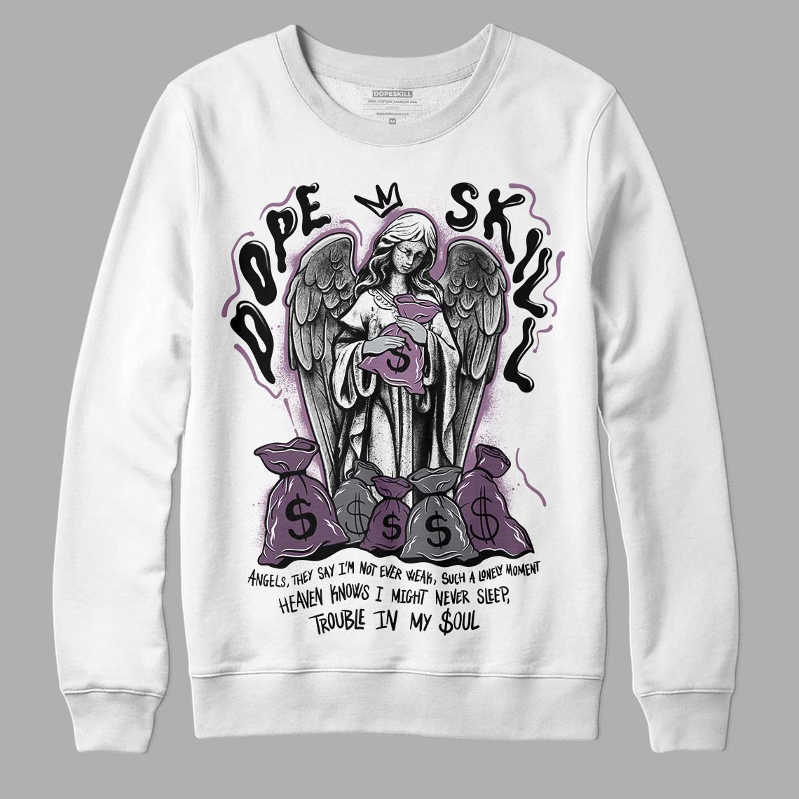 Jordan 2 “Mauve/Off-Noir” DopeSkill Sweatshirt Angels Graphic Streetwear - White 