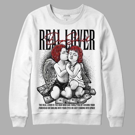 Jordan 14 "Black/White" DopeSkill Sweatshirt Real Lover Graphic Streetwear - WHite