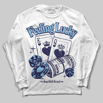 University Blue Sneakers DopeSkill Long Sleeve T-Shirt Feeling Lucky Graphic Streetwear - White