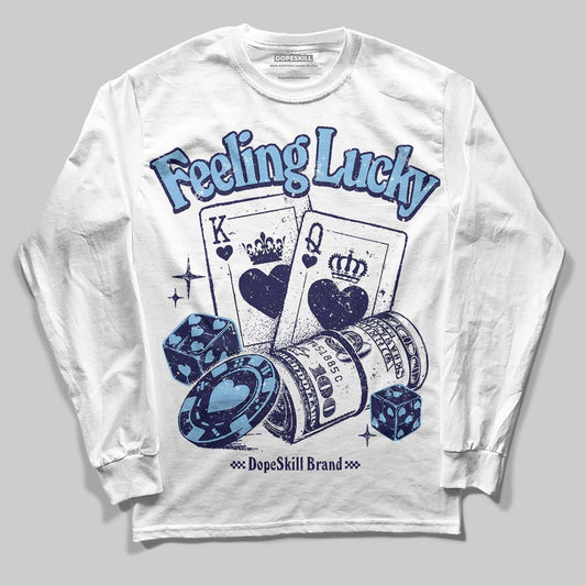 University Blue Sneakers DopeSkill Long Sleeve T-Shirt Feeling Lucky Graphic Streetwear - White