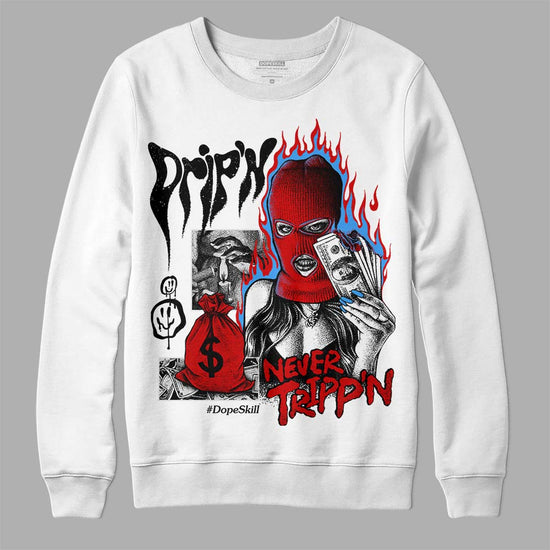 Jordan 1 Low OG “Black Toe” DopeSkill Sweatshirt Drip'n Never Tripp'n Graphic Streetwear - WHite