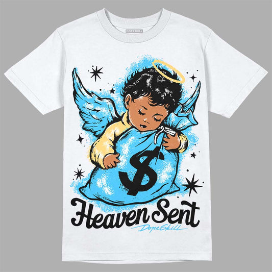 Jordan 13 Retro University Blue DopeSkill T-Shirt Heaven Sent Graphic Streetwear - White