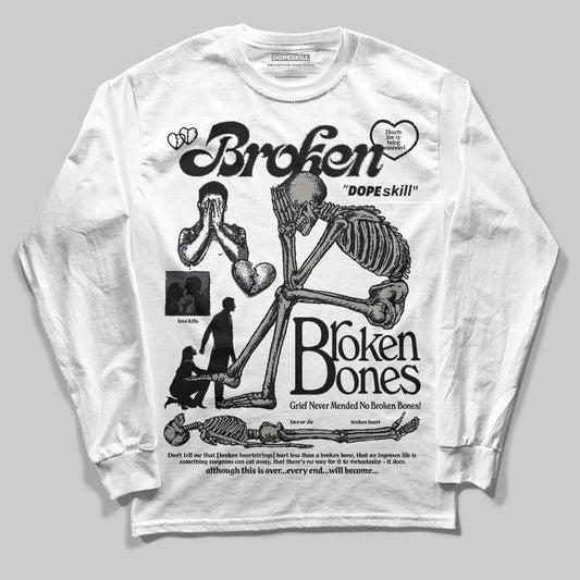 Jordan 3 Retro Black Cat DopeSkill Long Sleeve T-Shirt Broken Bones Graphic Streetwear - White