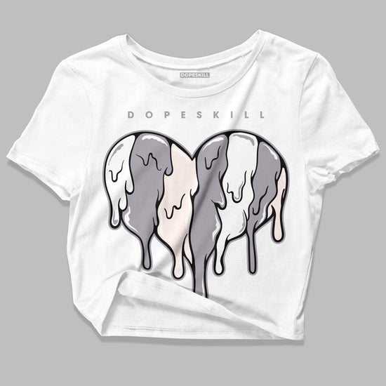 Jordan 2 Cement Grey DopeSkill Women's Crop Top Slime Drip Heart Graphic Streetwear - White