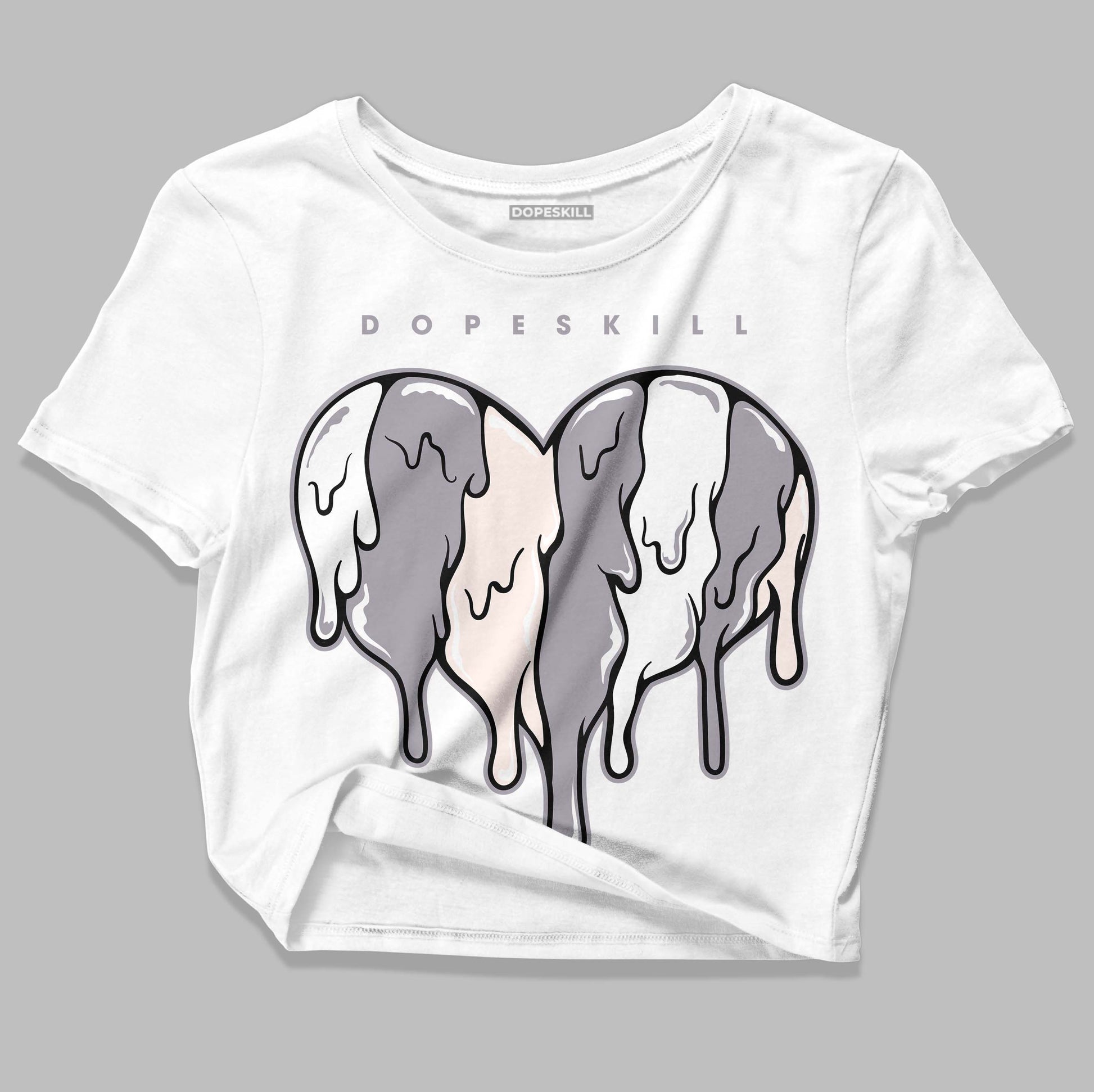 Jordan 2 Cement Grey DopeSkill Women's Crop Top Slime Drip Heart Graphic Streetwear - White