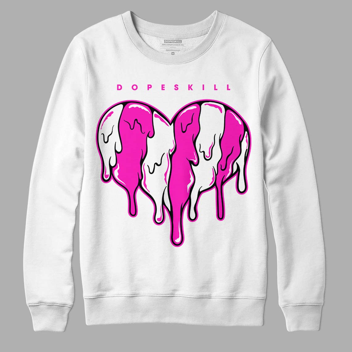 Dunk Low GS “Active Fuchsia” DopeSkill Sweatshirt Slime Drip Heart Graphic Streetwear - White