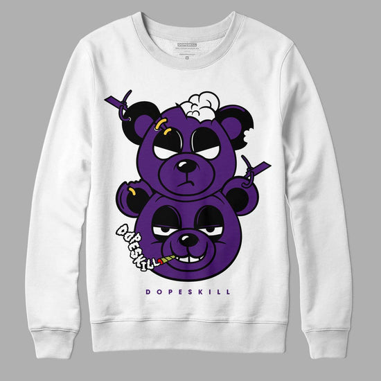 Jordan 12 “Field Purple” DopeSkill Sweatshirt New Double Bear Graphic Streetwear - White