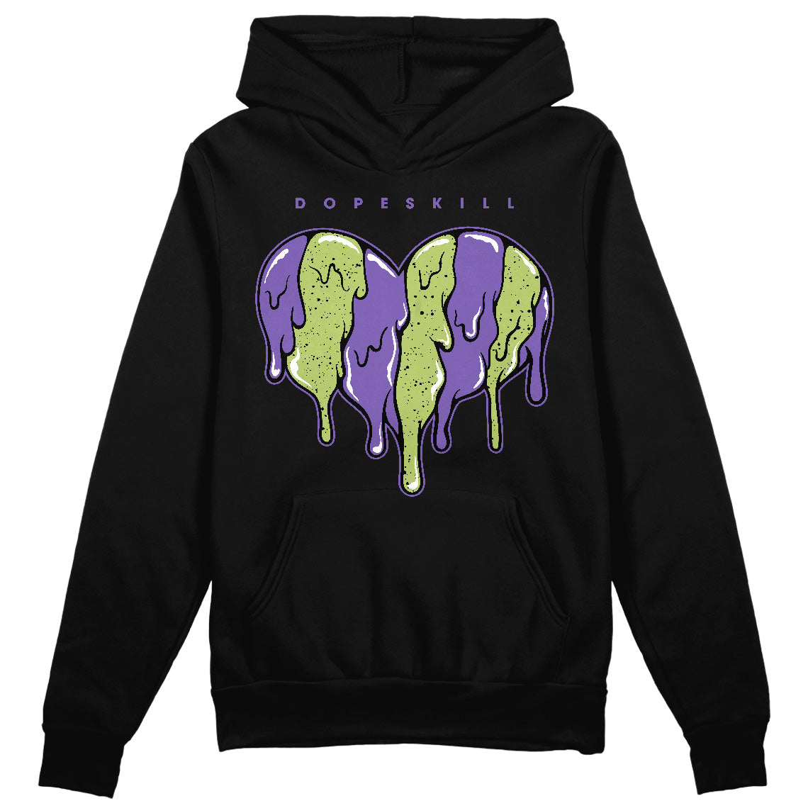 Jordan 4 Canyon Purple  DopeSkill Hoodie Sweatshirt Slime Drip Heart Graphic Streetwear - Black 