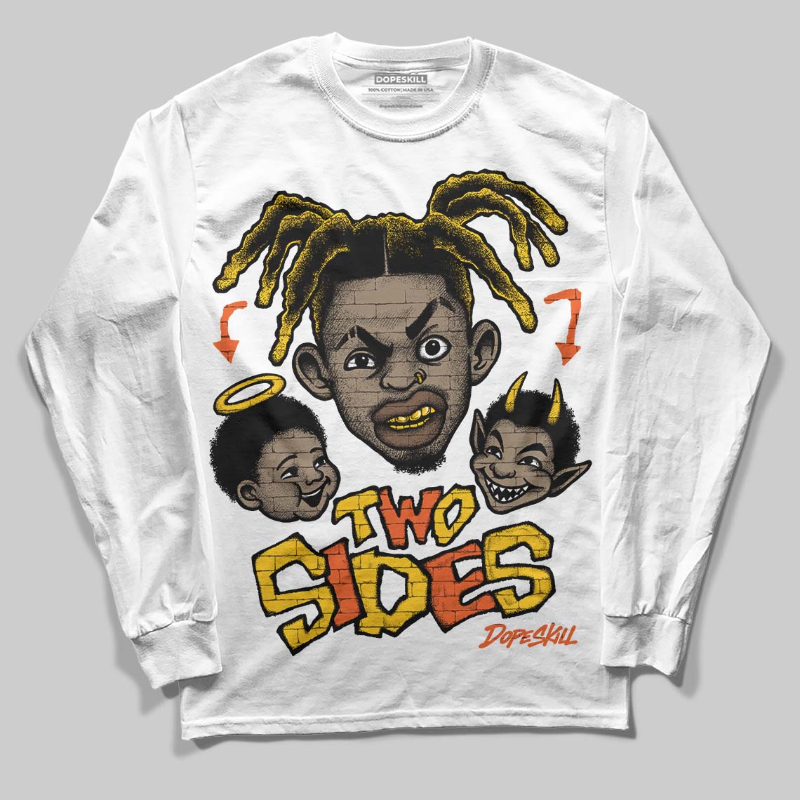 Yellow Sneakers DopeSkill Long Sleeve T-Shirt Two Sides Graphic Streetwear - White