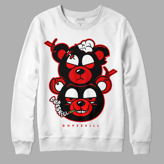 Jordan 1 Retro High OG "Satin Bred" DopeSkill Sweatshirt New Double Bear Graphic Streetwear - White