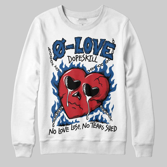 Jordan 1 Low OG “Storm Blue” DopeSkill Sweatshirt Crying Heart Graphic Streetwear - White