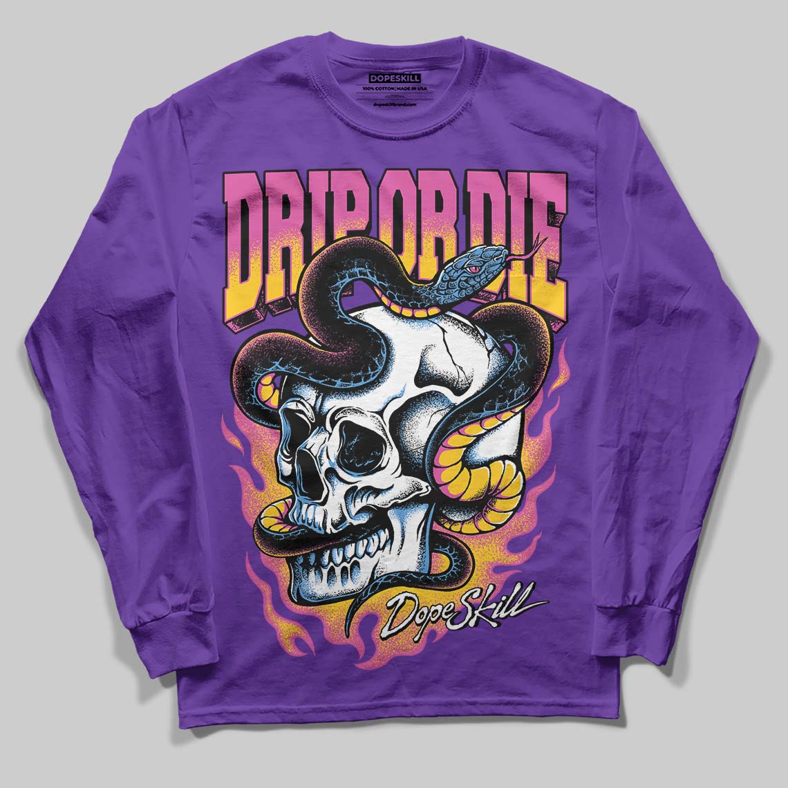 PURPLE Sneakers DopeSkill Long Sleeve T-Shirt Drip or Die Graphic Streetwear - Purple
