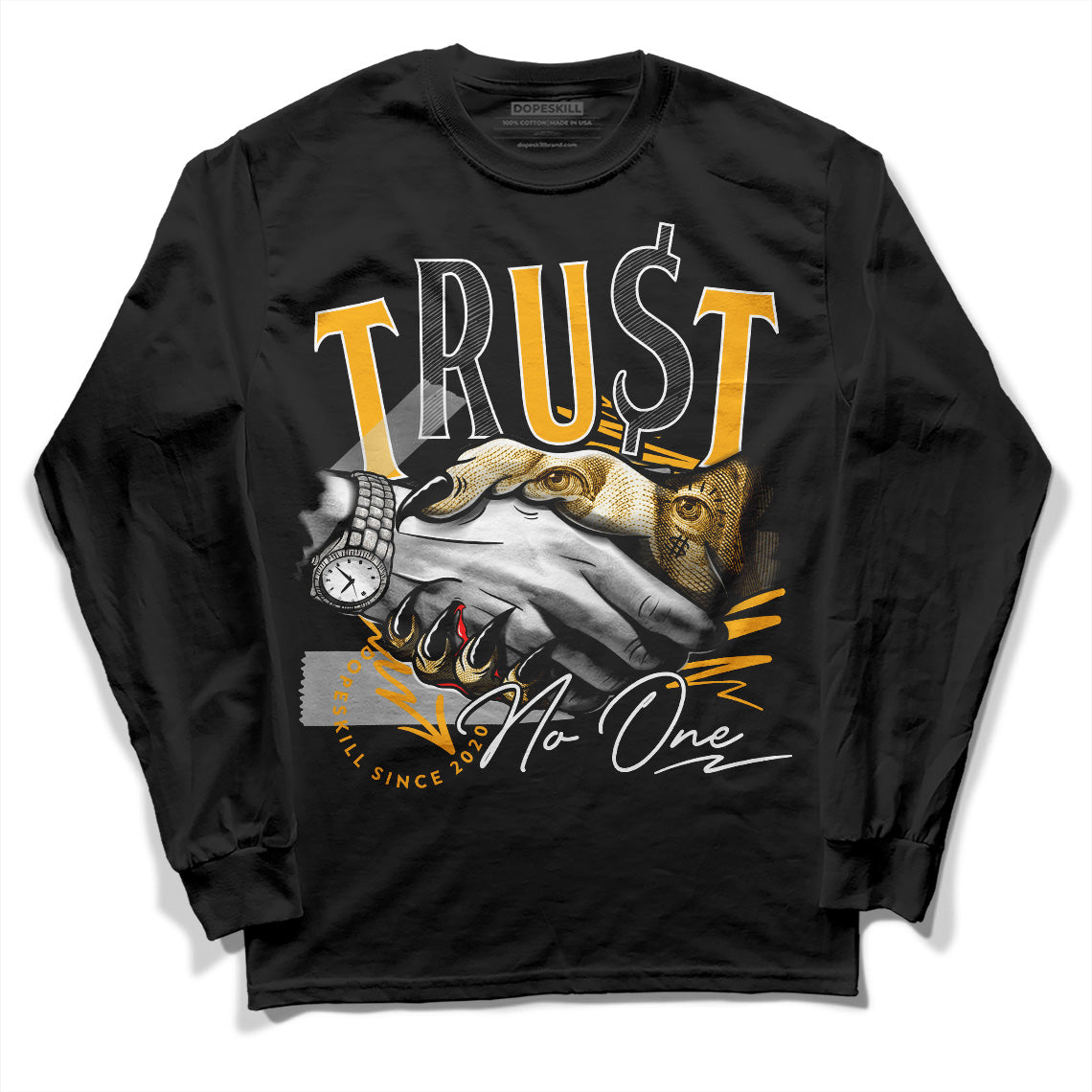 Dunk Low Championship Goldenrod (2021) DopeSkill Long Sleeve T-Shirt Trust No One Graphic Streetwear - Black