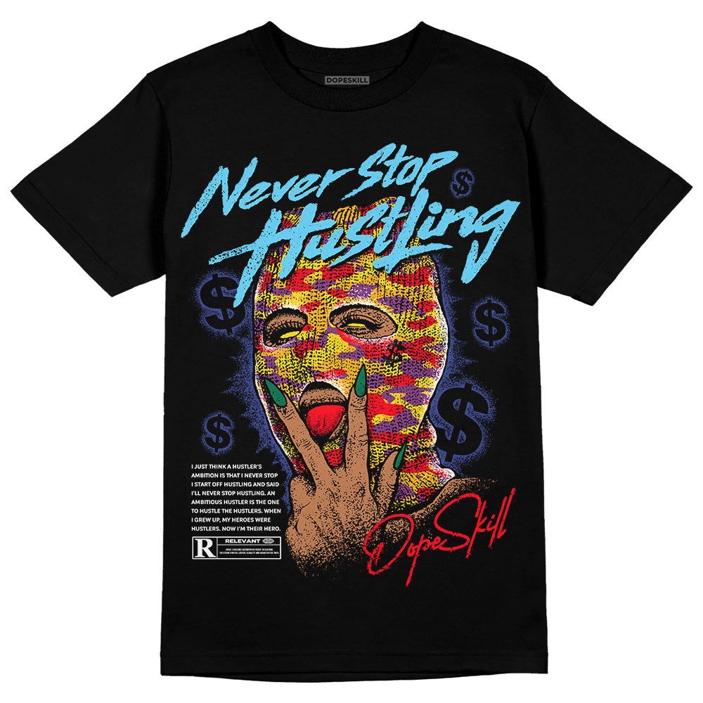 Jordan 1 Mid GS 'Six Championships' DopeSkill T-Shirt Never Stop Hustling Graphic Streetwear - Black