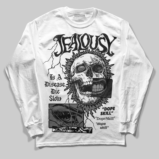 Jordan 4 “Black Cat” (2025) DopeSkill Long Sleeve T-Shirt Jealousy Graphic Streetwear - White