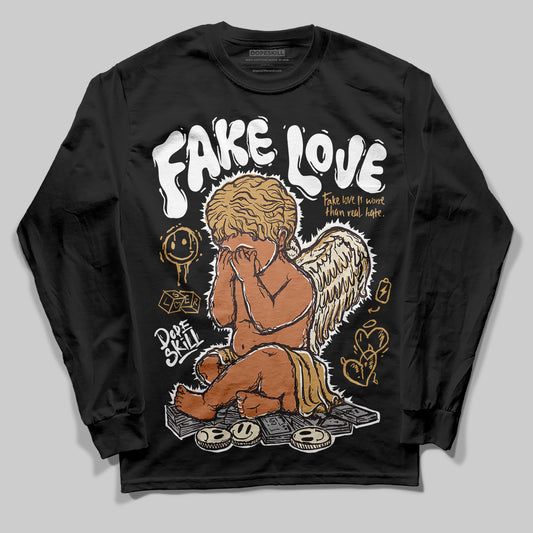 Jordan 5 “Earth/Metallic Gold” DopeSkill Long Sleeve T-Shirt False Love Graphic Streetwear - Black