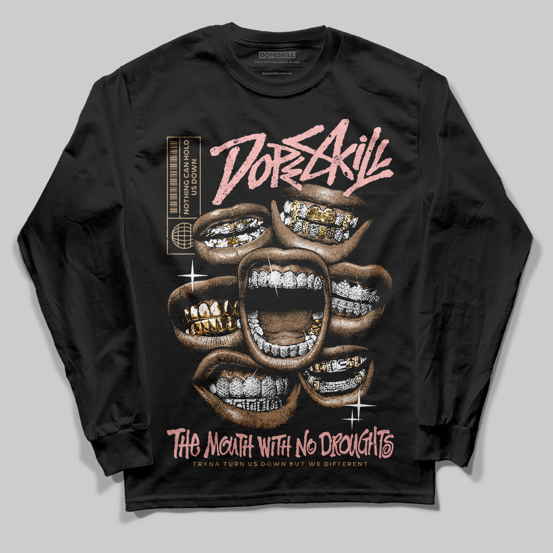 Nike Air Force 1 Low Canvas “Linen” DopeSkill Long Sleeve T-Shirt The Mouth With No Droughts Graphic Streetwear - Black