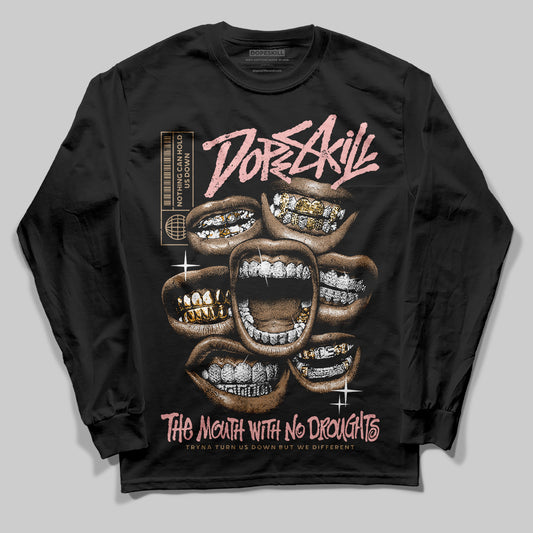 Nike Air Force 1 Low Canvas “Linen” DopeSkill Long Sleeve T-Shirt The Mouth With No Droughts Graphic Streetwear - Black