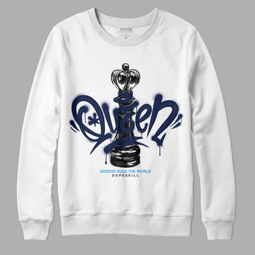 Jordan 3 "Midnight Navy" DopeSkill Sweatshirt Queen Chess Graphic Streetwear - White