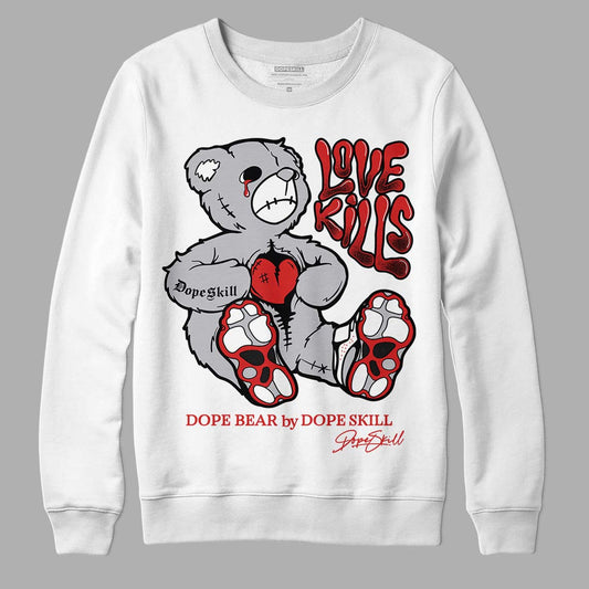 Jordan 13 "Wolf Grey" DopeSkill Sweatshirt Love Kills Graphic Steetwear - White