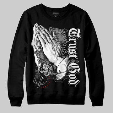 Jordan 1 High OG “Black/White” DopeSkill Sweatshirt Trust God Graphic Streetwear - Black