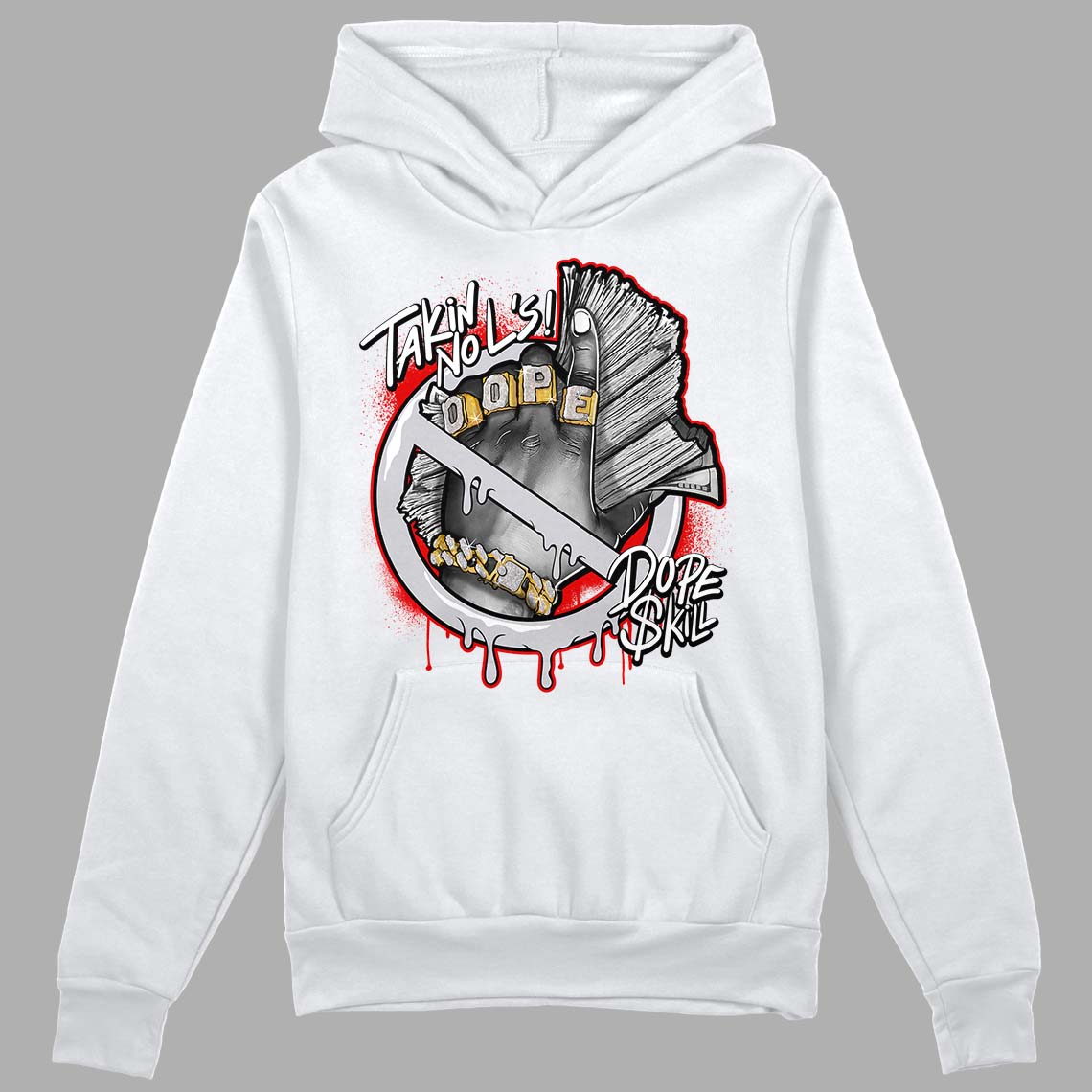 Jordan 2 Retro "Black Cement" DopeSkill Hoodie Sweatshirt Takin No L's Graphic Streetwear - White