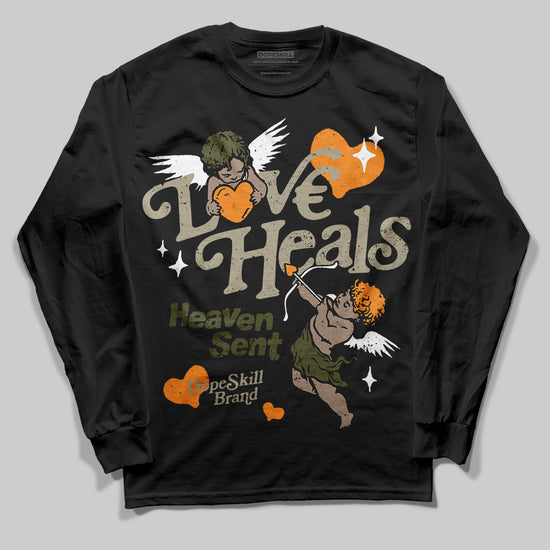 Olive Sneakers DopeSkill Long Sleeve T-Shirt New Love Heals Graphic Streetwear - Black