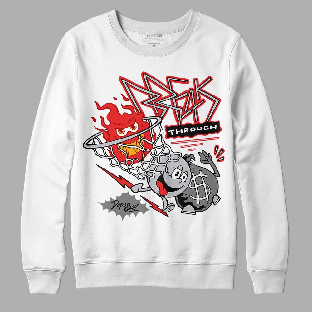 Grey Sneakers DopeSkill Sweatshirt Break Through Graphic Streetwear - White